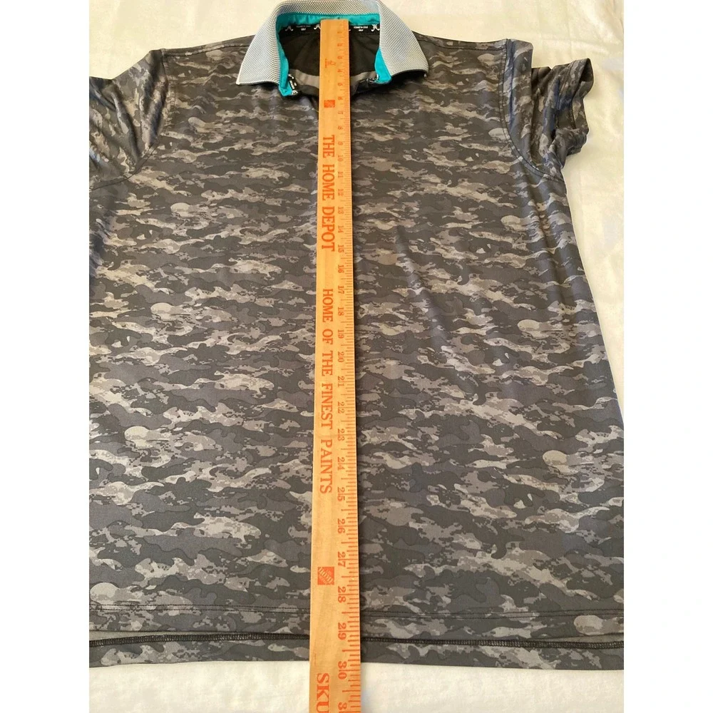 Kenneth Cole Golf Polo Shirt Mens Medium Gray Camo Short Sleeve - Picture 10 of 12